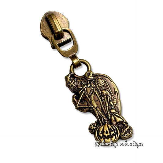 Zipper Pull, NBC Jack & Sally, Antique Brass