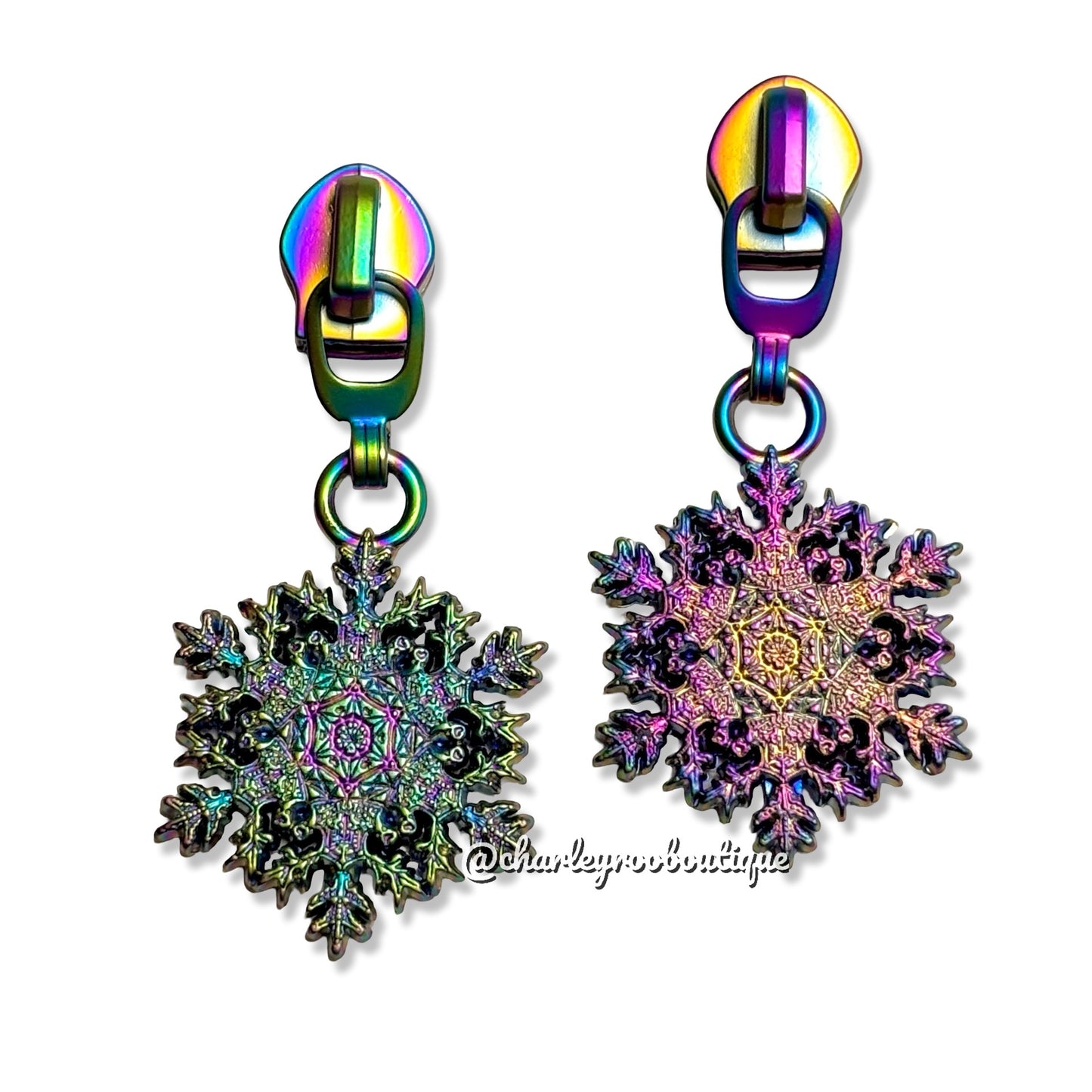 Zipper Pull, Snowflake, Matte Rainbow