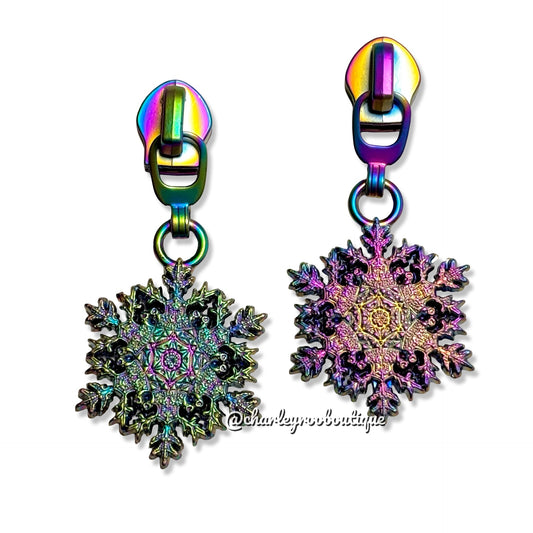 Zipper Pull, Snowflake, Matte Rainbow