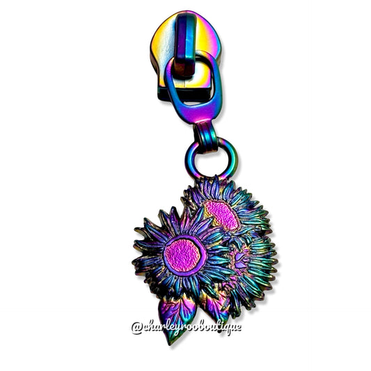 Zipper Pull, Sunflower Cluster, Matte Rainbow