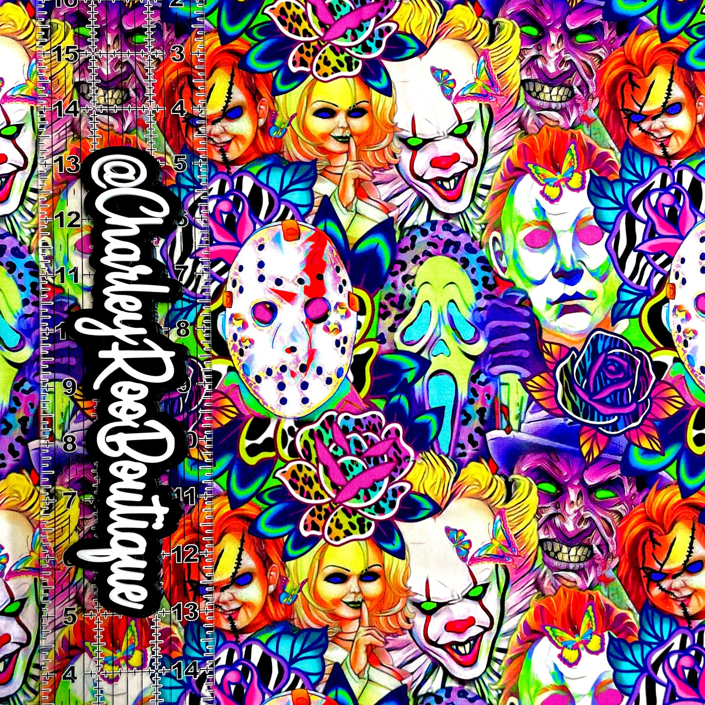 9x14 Tumbler Cut, Custom Fabric, CottonSpandex, High Quality, Mask Cut, Tumbler Fabric, Halloween, Lisa, Frank, Horror, Large Scale