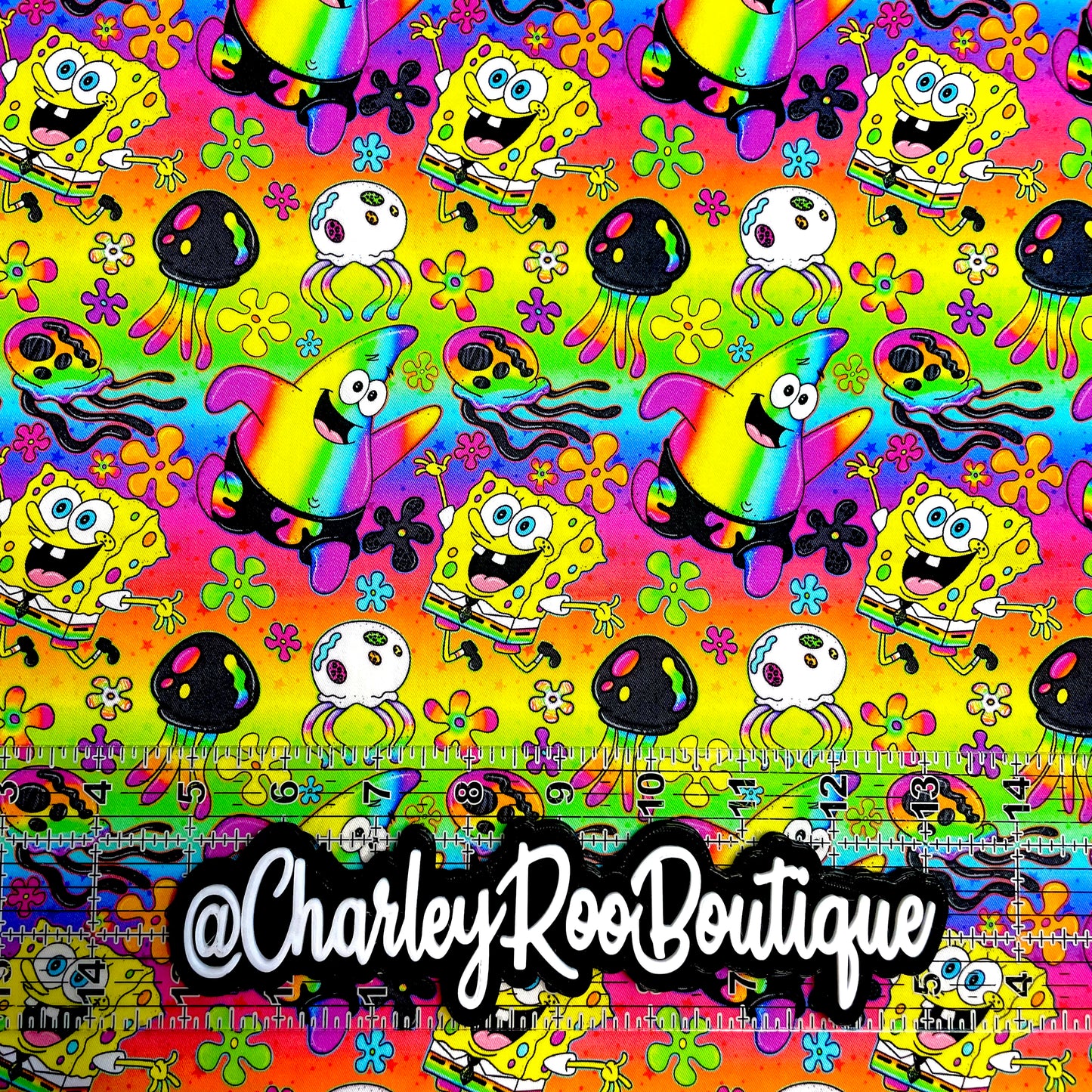 9x14 Tumbler Cut, Custom Fabric, CW Cotton Woven, High Quality, Mask Cut, Tumbler Fabric, Neon Sponge Guy