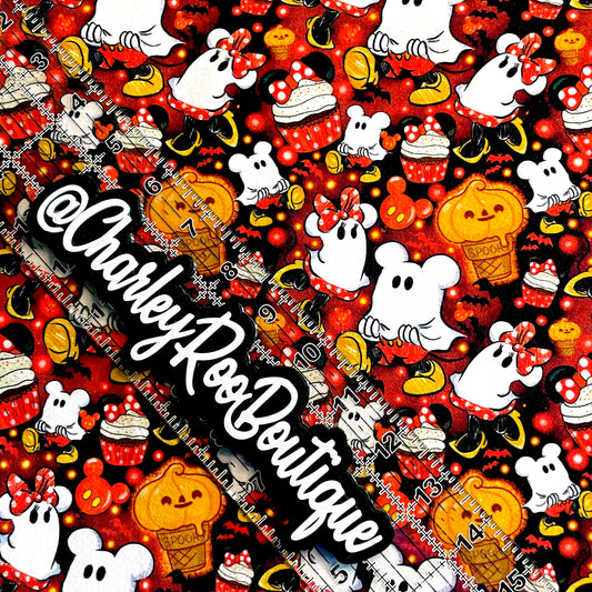 9x14 Tumbler Cut, Custom Fabric, CottonSpandex, High Quality, Mask Cut, Tumbler Fabric, Halloween Minnie