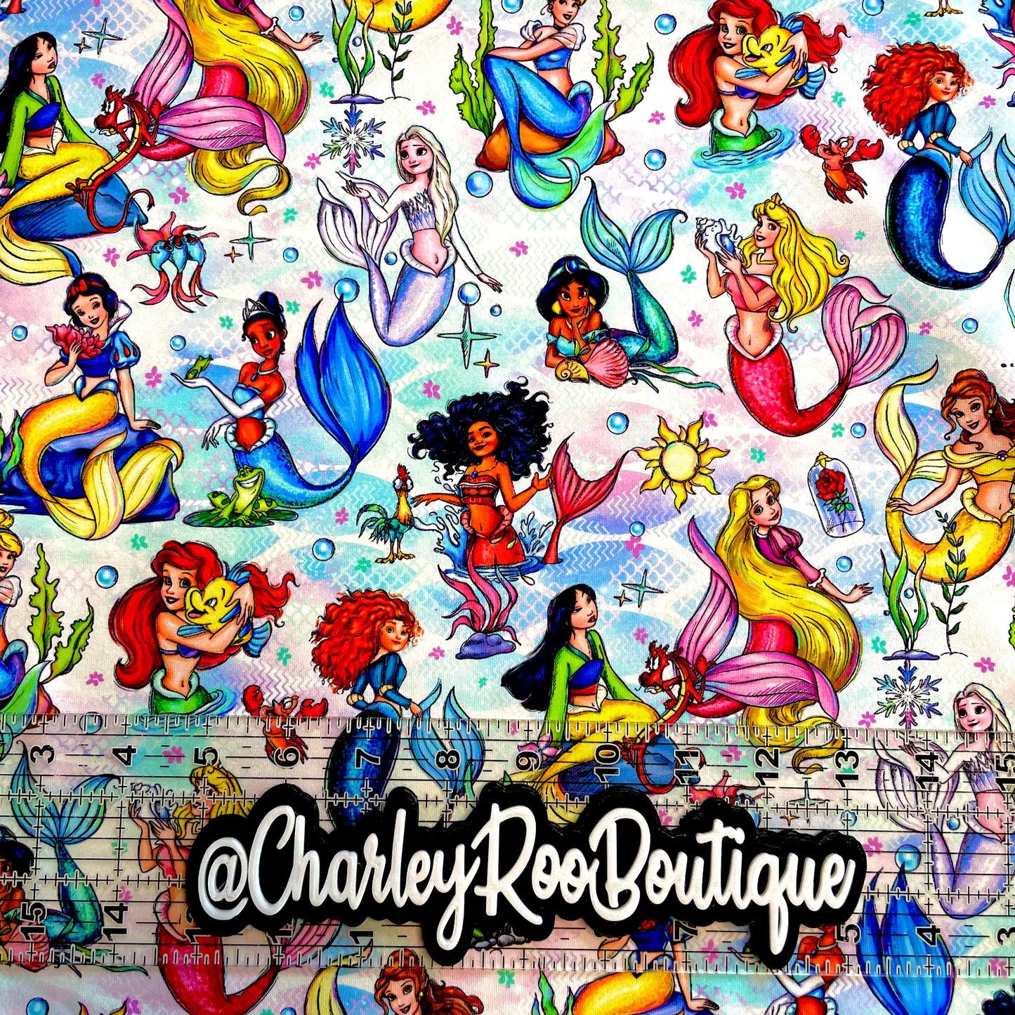 9x14 Tumbler Cut, Custom Fabric, CottonSpandex, High Quality, Mask Cut, Tumbler Fabric, Mermaid Princesses