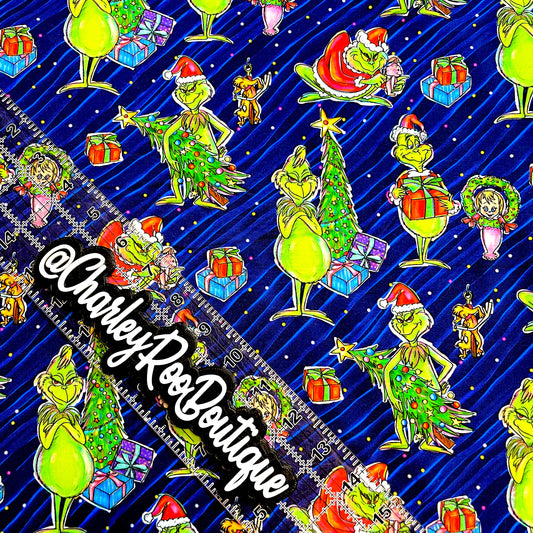 9x14 Tumbler Cut, Custom Fabric, CottonSpandex, High Quality, Mask Cut, Tumbler Fabric, Christmas, Xmas, Grinch, Who-Ville