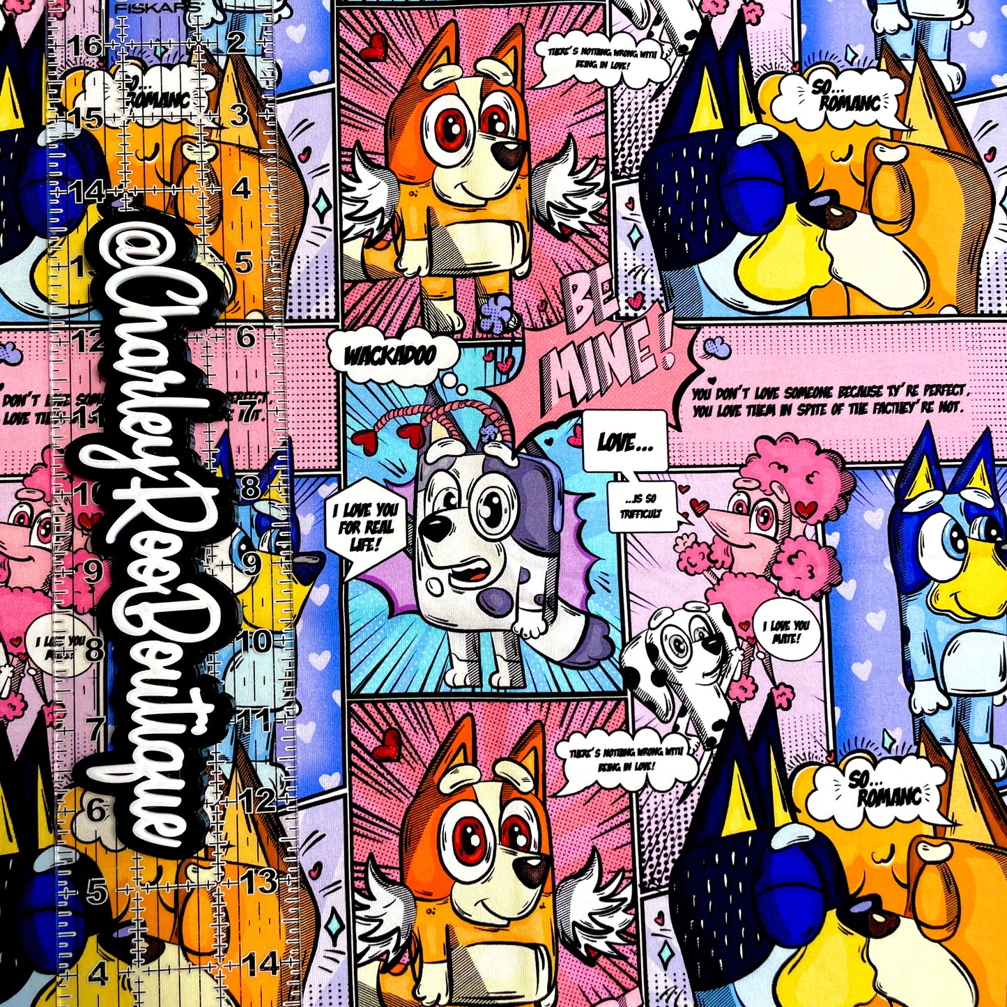 9x14 Tumbler Cut, Custom Fabric, CottonSpandex, High Quality, Mask Cut, Tumbler Fabric, Disney Pups, Bluey Comic Strip, Vday, Large Scale