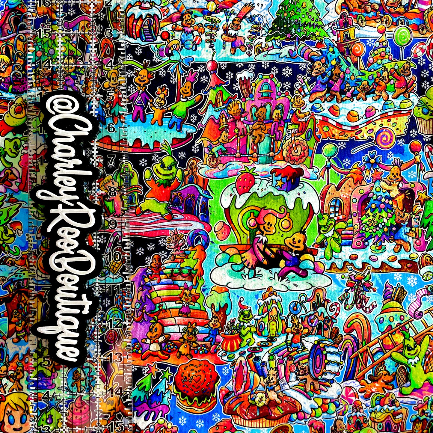 9x14 Tumbler Cut, Custom Fabric, CottonSpandex, High Quality, Mask Cut, Tumbler Fabric, Gingerbread Grinch