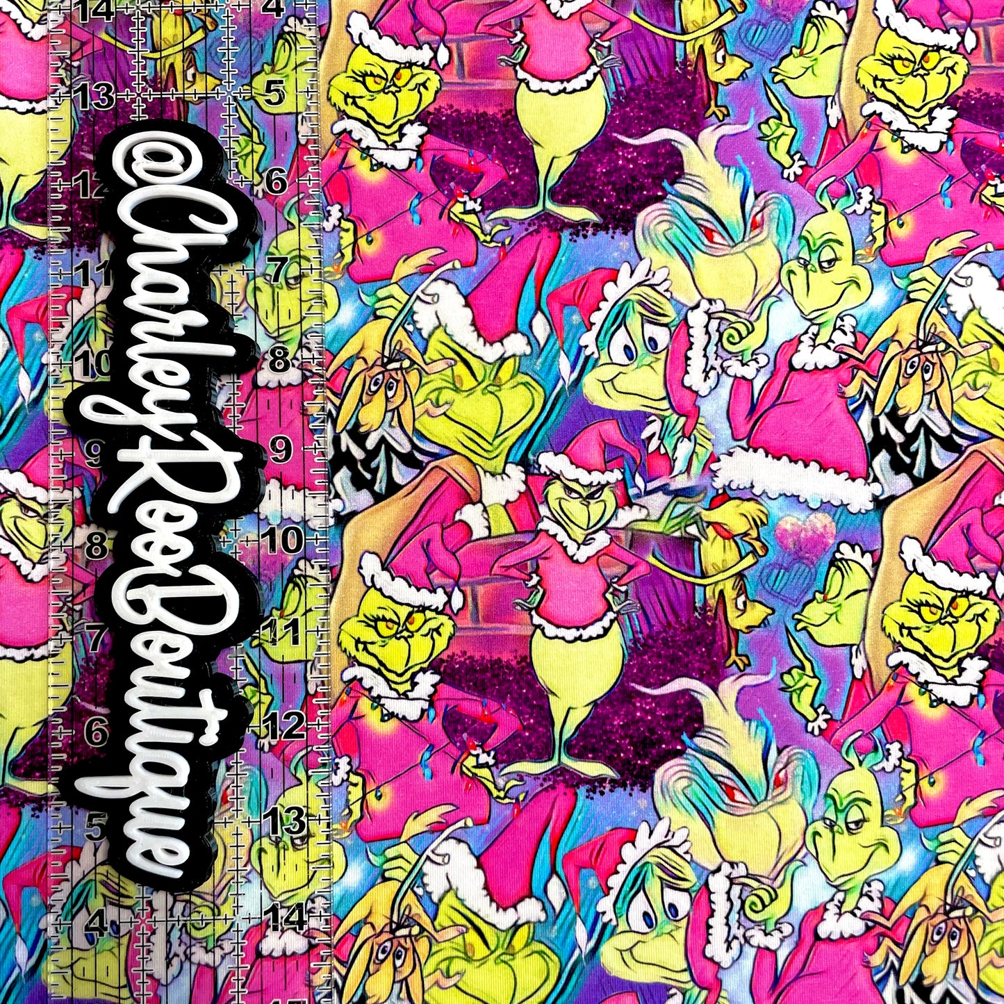 9x14 Tumbler Cut, Custom Fabric, CottonSpandex, High Quality, Mask Cut, Tumbler Fabric, Bright, Grinch, Pink, New