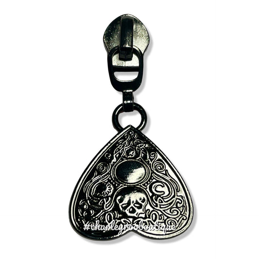 Zipper Pull, Ouija Planchette, Horror, Gunmetal