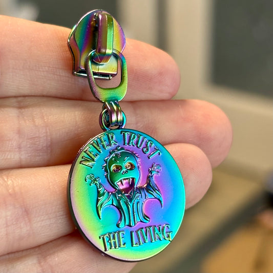 Zipper Pull, Beetle Guy, Never Trust the Living, Rainbow Matte