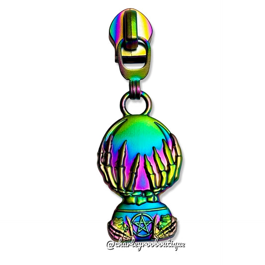 Zipper Pull, Crystal Ball, Matte Rainbow