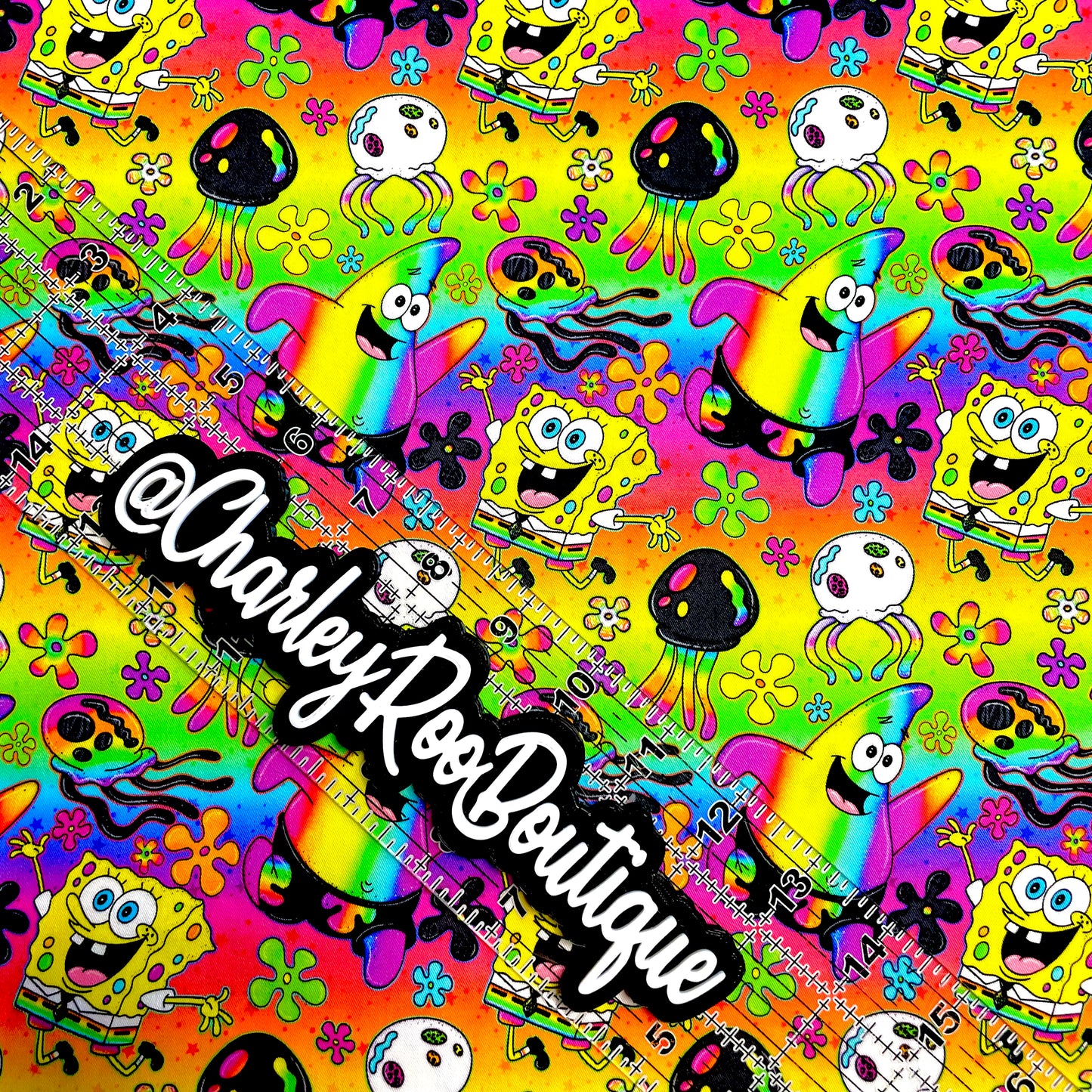 9x14 Tumbler Cut, Custom Fabric, CW Cotton Woven, High Quality, Mask Cut, Tumbler Fabric, Neon Sponge Guy