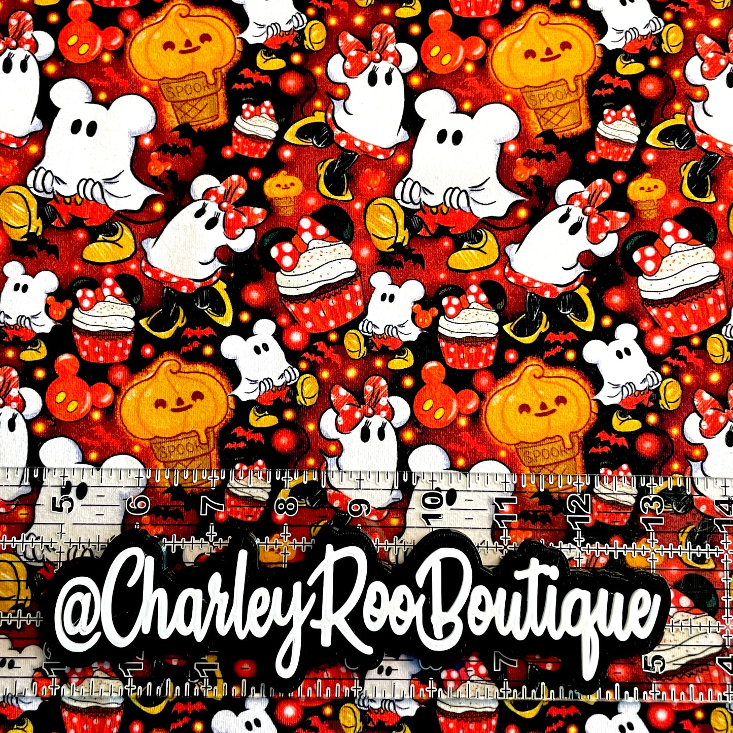 9x14 Tumbler Cut, Custom Fabric, CottonSpandex, High Quality, Mask Cut, Tumbler Fabric, Halloween Minnie