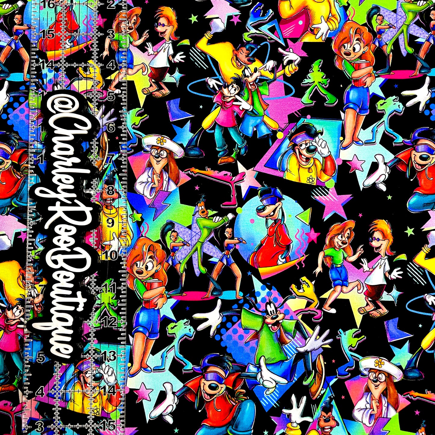 9x14 Tumbler Cut, Custom Fabric, CottonSpandex, High Quality, Mask Cut, Tumbler Fabric, Goofy Movie, Black