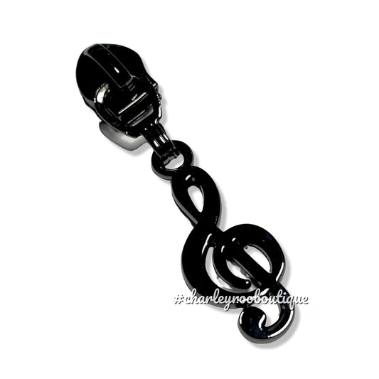 Zipper Pull, MZ Music Note, Gunmetal