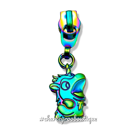 Zipper Pull, Unicorse Puppet, Bluey, Matte Rainbow