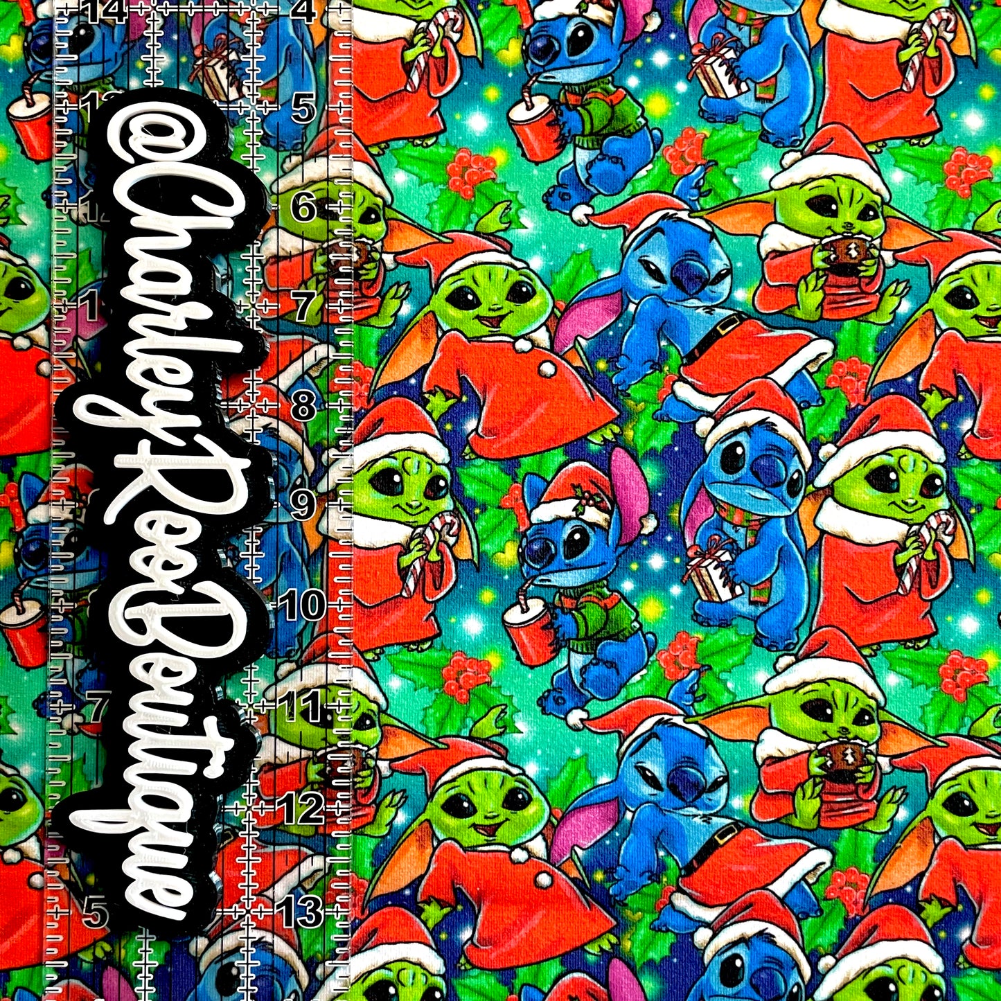 9x14 Tumbler Cut, Custom Fabric, CottonSpandex, High Quality, Mask Cut, Tumbler Fabric, Stitch and Yoda, Alien Christmas