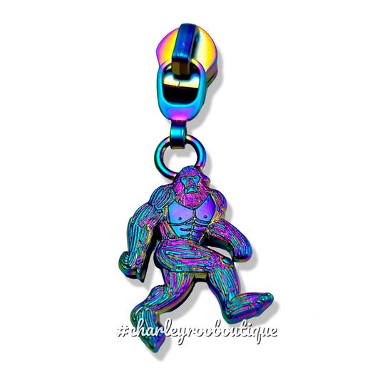 Zipper Pull, Bigfoot, Sasquatch, Matte Rainbow