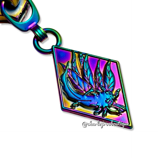 Zipper Pull, Axolotl, Matte Rainbow