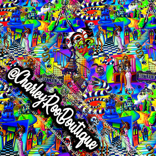 9x14 Tumbler Cut, Custom Fabric, CW Cotton Woven, High Quality, Mask Cut, Tumbler Fabric, Beetlejuice New