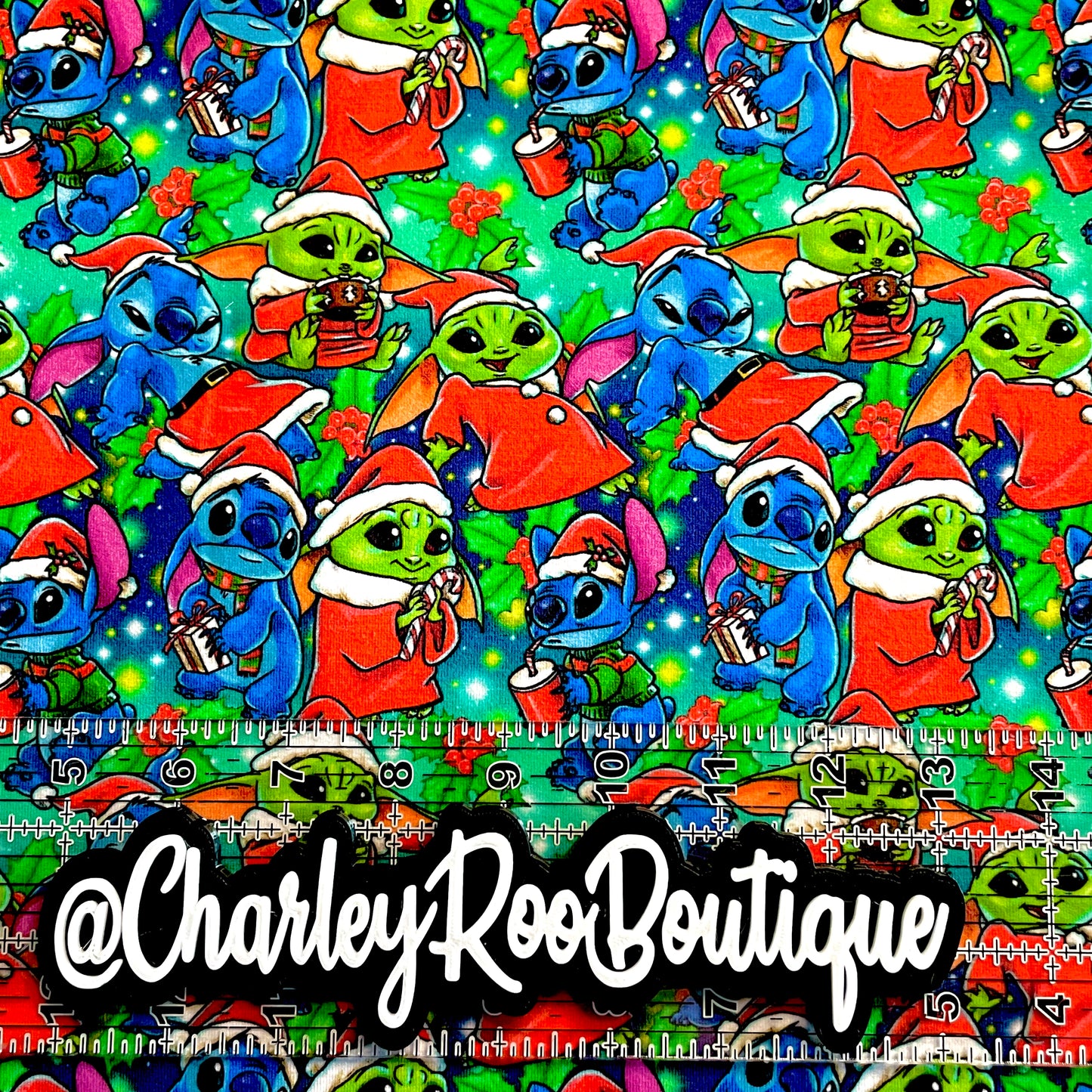 9x14 Tumbler Cut, Custom Fabric, CottonSpandex, High Quality, Mask Cut, Tumbler Fabric, Stitch and Yoda, Alien Christmas