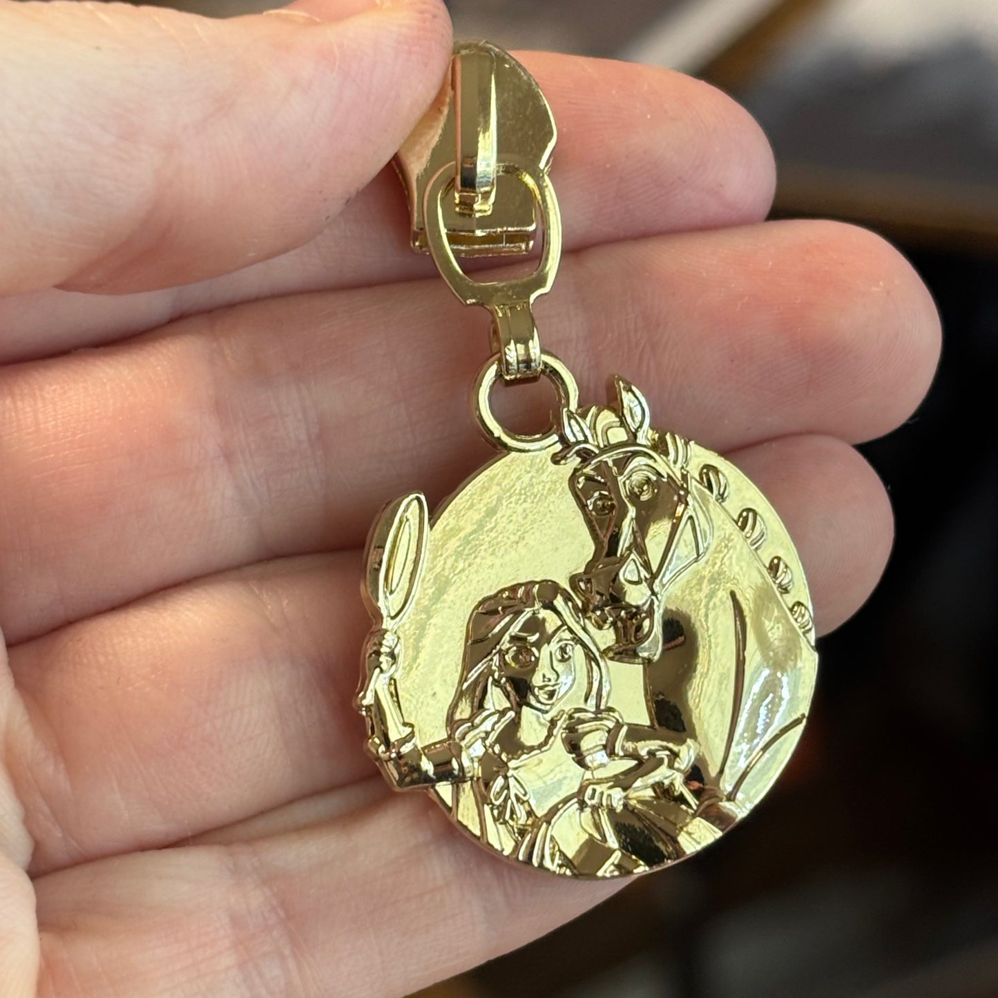 Zipper Pull, Rapunzel, Tangled, Magic Hair Princess, Gold