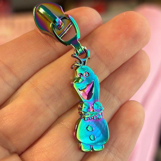 Zipper Pull, Frozen, Olaf, Snowman, Rainbow
