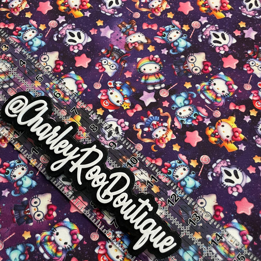 Exclusive, 9x14 Tumbler Cut, Custom Fabric, CottonSpandex, High Quality, Tumbler Cut, Halloween, Hello Kitty Purple, Costumes