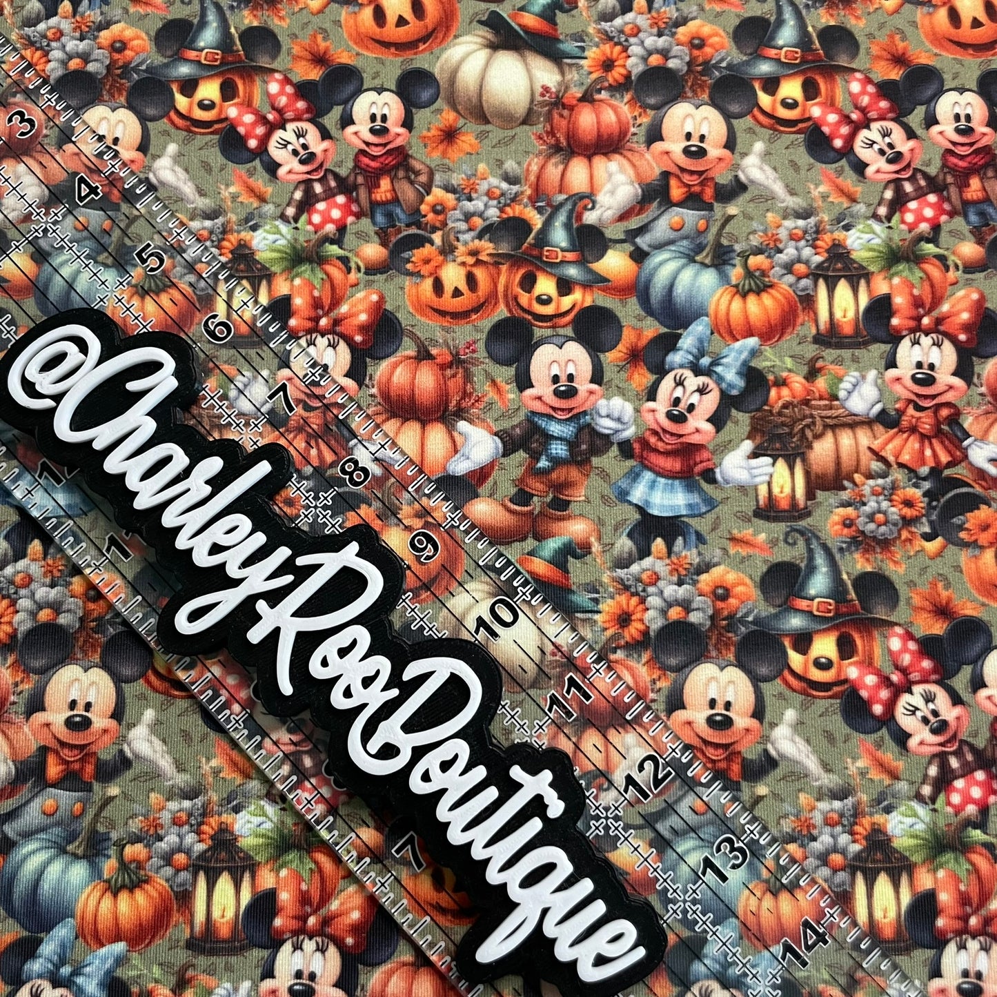 Exclusive, 9x14 Tumbler Cut, Custom Fabric, CottonSpandex, High Quality, Tumbler Cut, Fall Mickey & Minnie