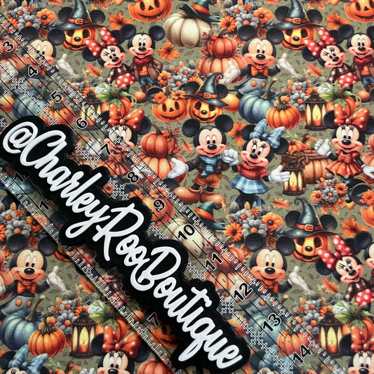 Exclusive, 9x14 Tumbler Cut, Custom Fabric, CottonSpandex, High Quality, Tumbler Cut, Fall Mickey & Minnie