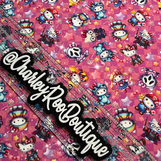 Exclusive, 9x14 Tumbler Cut, Custom Fabric, CottonSpandex, High Quality, Tumbler Cut, Halloween, Hello Kitty Pink, Costumes