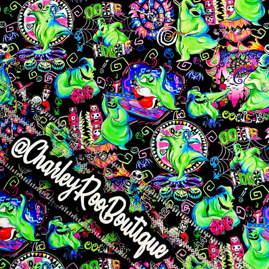 9x14 Tumbler Cut, Custom Fabric, CottonSpandex, High Quality, Tumbler Fabric, NBC, Boogeyman Black