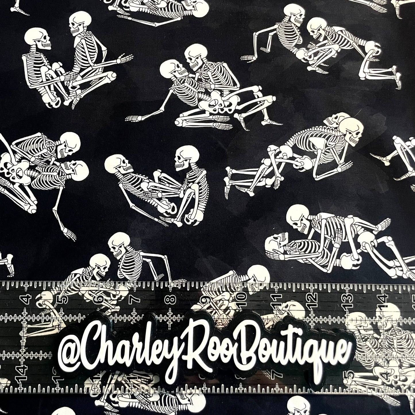 9x14 Tumbler Cut, Custom Fabric, CottonSpandex, High Quality, Tumbler Fabric, Adult, Naughty, Halloween, Bonin' Skeletons