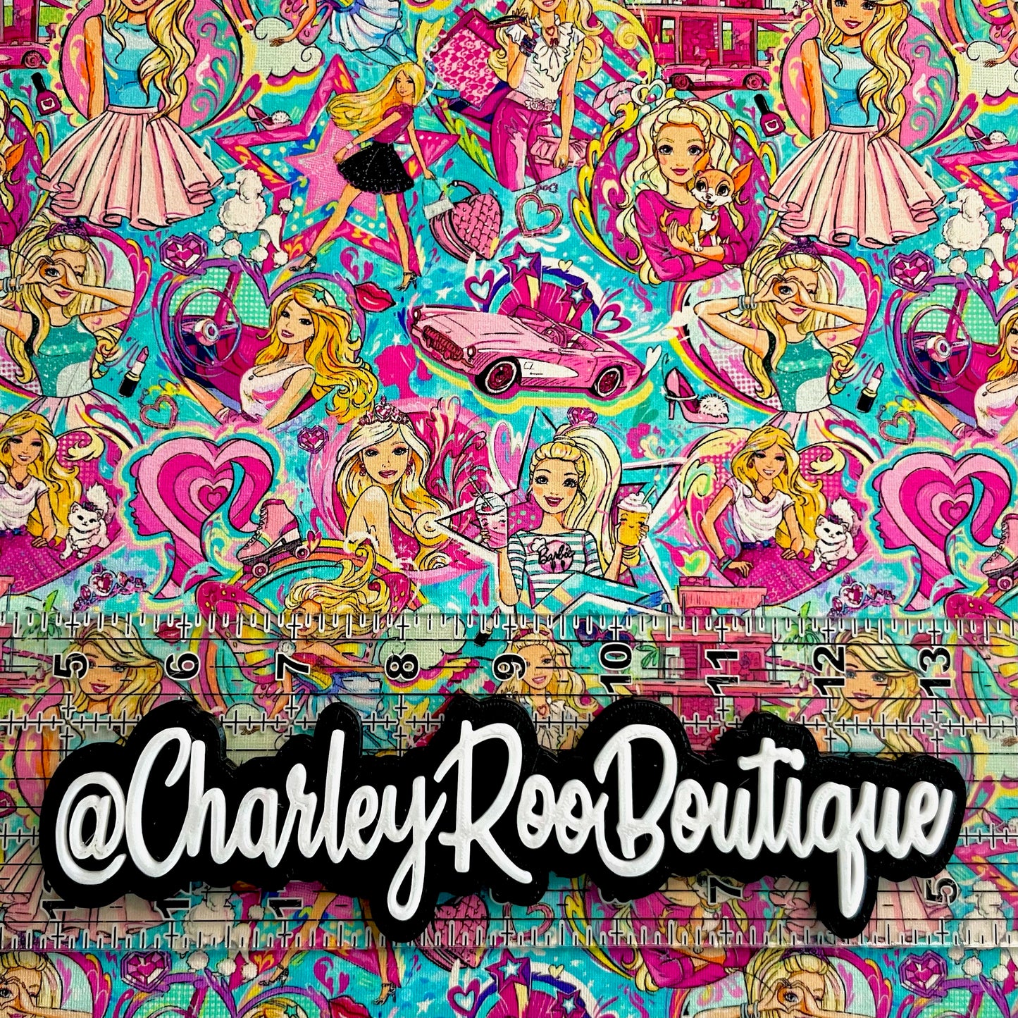 9x14 Tumbler Cut, Custom Fabric, CottonSpandex, High Quality, Mask Cut, Tumbler Fabric, Vintage Barbie