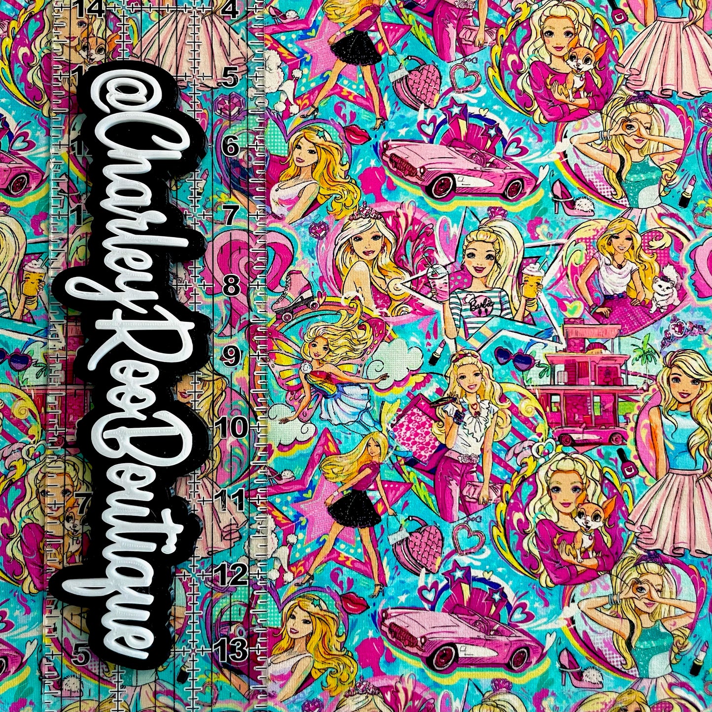 9x14 Tumbler Cut, Custom Fabric, CottonSpandex, High Quality, Mask Cut, Tumbler Fabric, Vintage Barbie