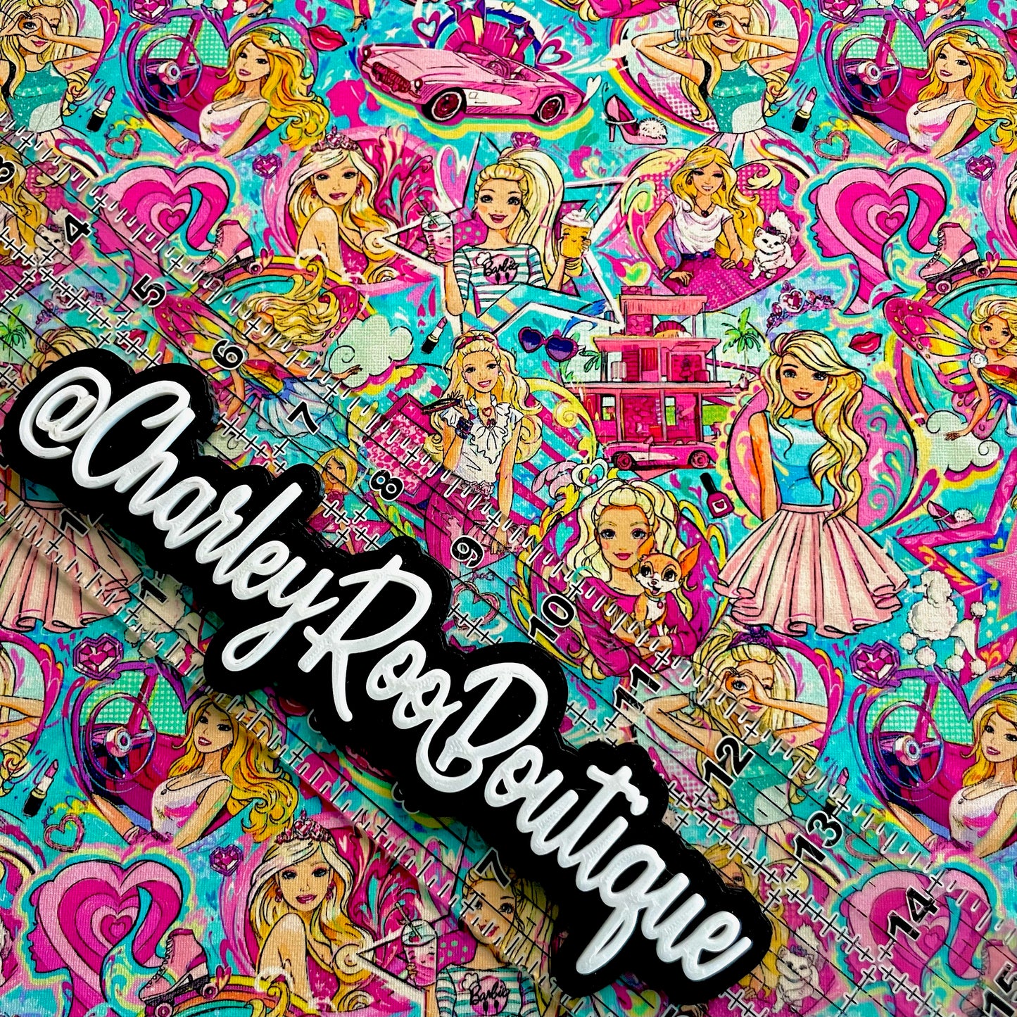 9x14 Tumbler Cut, Custom Fabric, CottonSpandex, High Quality, Mask Cut, Tumbler Fabric, Vintage Barbie