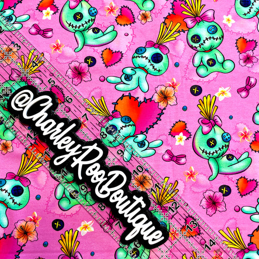 9x14 Tumbler Cut, Custom Fabric, CottonSpandex, High Quality, Mask Cut, Tumbler Fabric, Pink, Scrump Toss