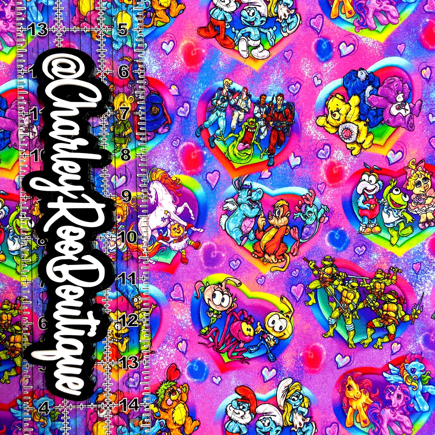 9x14 Tumbler Cut, Custom Fabric, CottonSpandex, High Quality, Mask Cut, Tumbler Fabric, 80’s Throwback Hearts