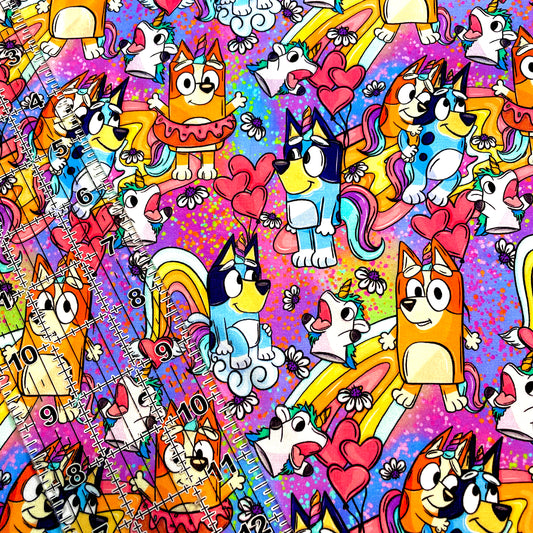 9x14 Tumbler Cut, Custom Fabric, CottonSpandex, High Quality, Mask Cut, Tumbler Fabric, Blue Pups, Heelers, Rainbow, New