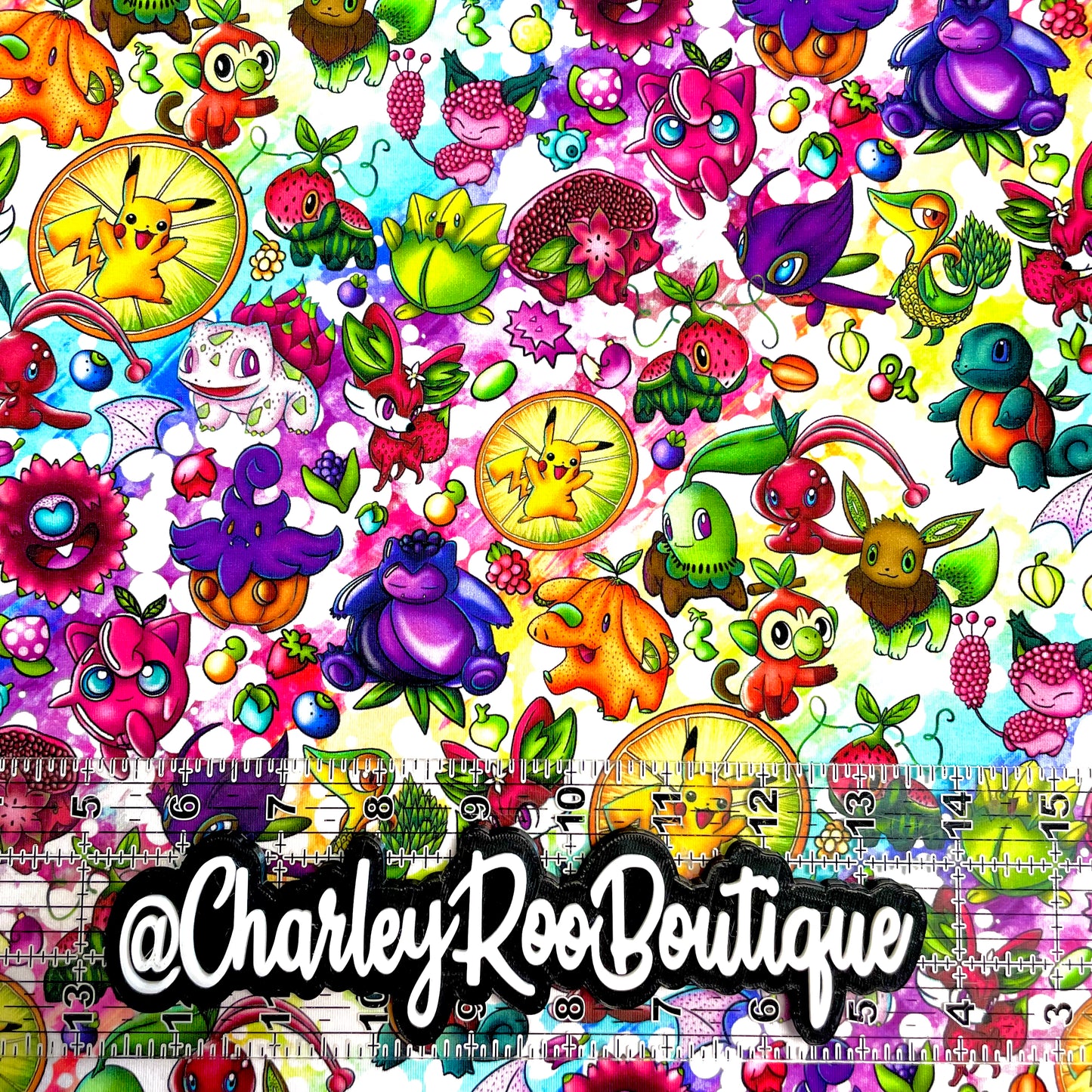 9x14 Tumbler Cut, Custom Fabric, CottonSpandex, High Quality, Mask Cut, Tumbler Fabric, Summer Fruits Pokémon