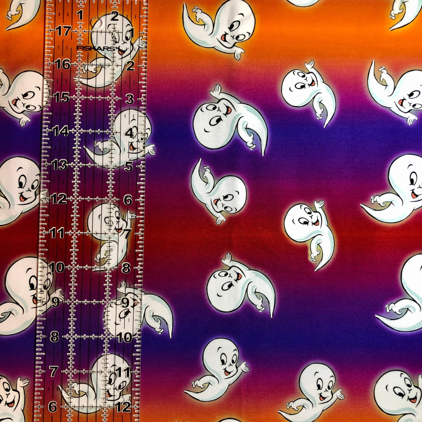 9x14 Tumbler Cut, Custom Fabric, CottonSpandex, High Quality, Mask Cut, Tumbler Fabric, Halloween Cute, Friendly Ghost, Ombré, Large Scale