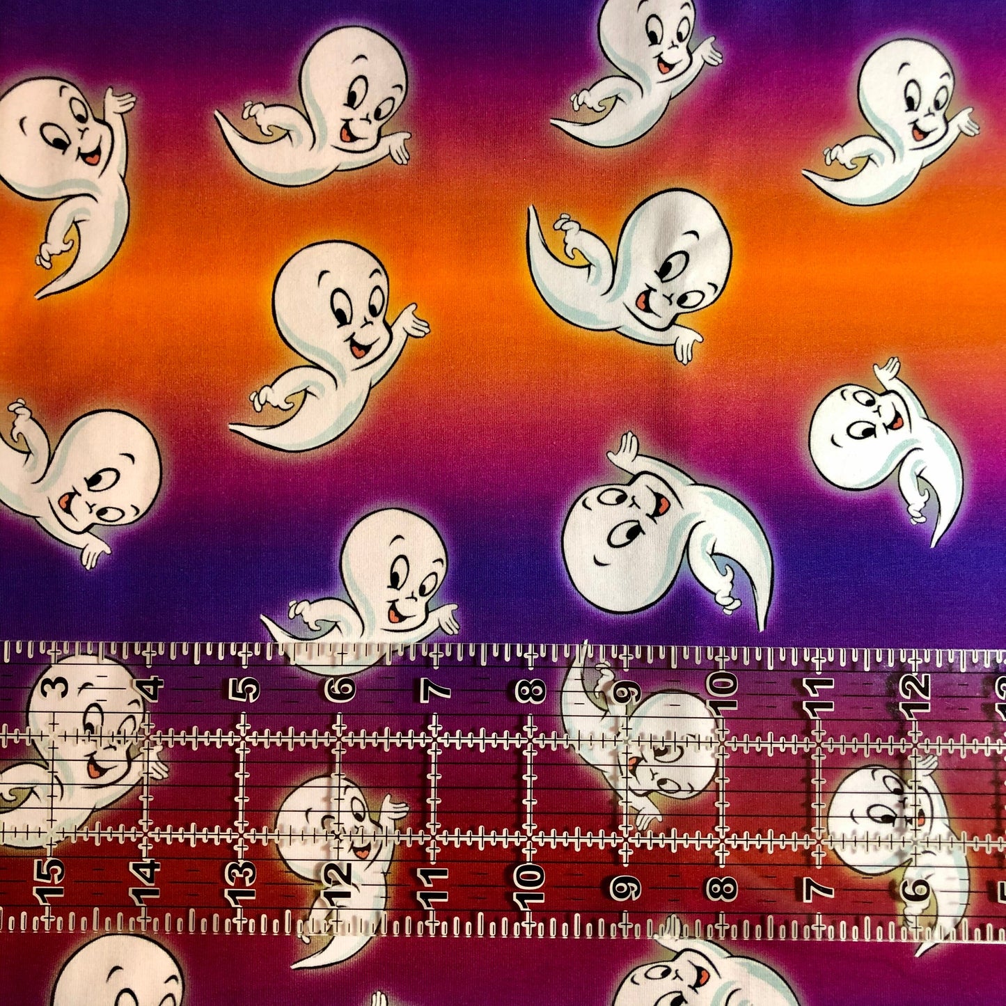 9x14 Tumbler Cut, Custom Fabric, CottonSpandex, High Quality, Mask Cut, Tumbler Fabric, Halloween Cute, Friendly Ghost, Ombré, Large Scale