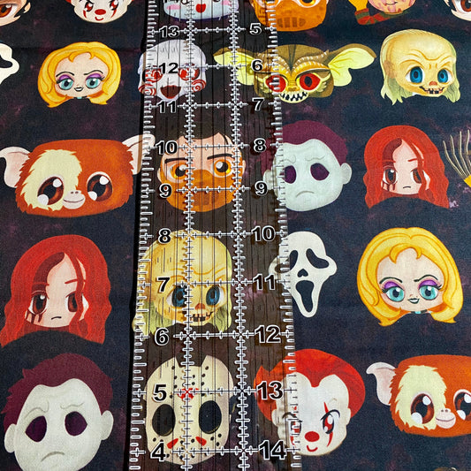 9x14 Tumbler Cut, Custom Fabric, CW Cotton Woven, High Quality, Mask Cut, Tumbler Fabric, Serial Killer, Halloween, Large Horror Faces