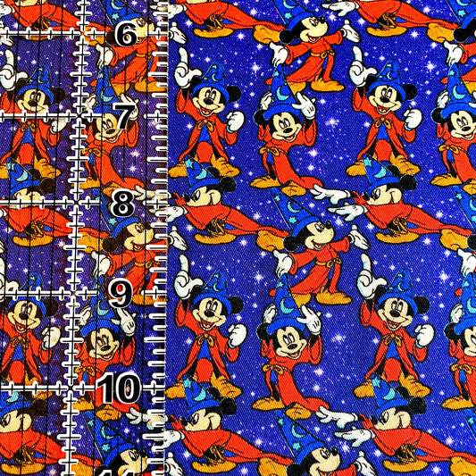 9x14 Tumbler Cut, Custom Fabric, CW Cotton Woven, High Quality, Mask Cut, Tumbler Fabric, Disney, Mouse, Ears, Magic Mickey, Wizard