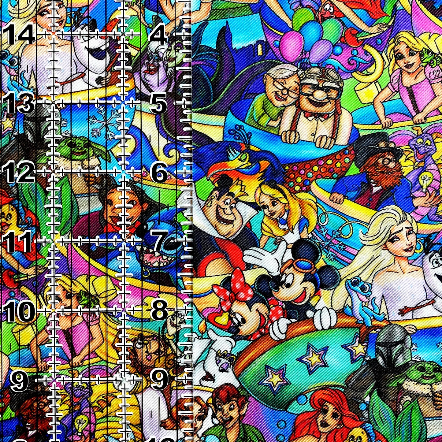 9x14 Tumbler Cut, Custom Fabric, CW Cotton Woven, High Quality, Mask Cut, Tumbler Fabric, Disney, Love, Princess, Characters, Teacups