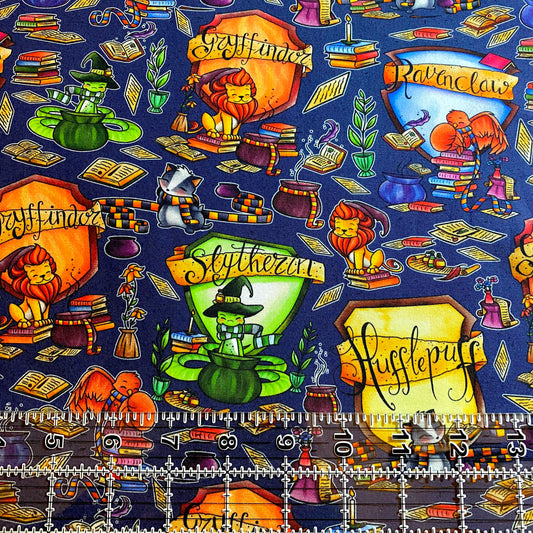 9x14 Tumbler Cut, Custom Fabric, CottonSpandex, High Quality, Mask Cut, Tumbler Fabric, TV, Movie, Show, Magic, Wizard, HP, Navy