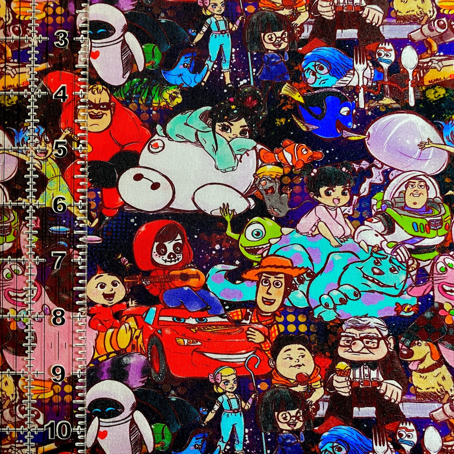 9x14 Tumbler Cut, Custom Fabric, CottonSpandex, High Quality, Mask Cut, Tumbler Fabric, Disney, Cartoons, Characters, Black