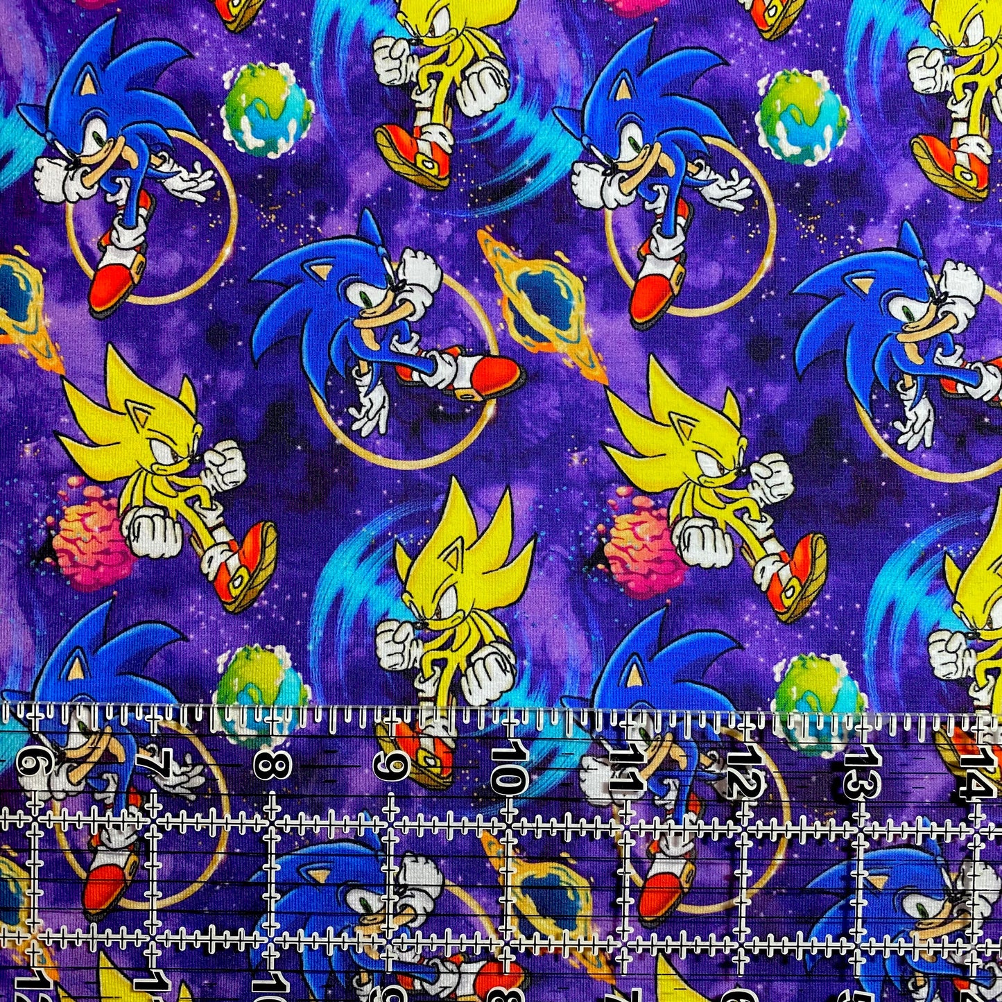 9x14 Tumbler Cut, Custom Fabric, CottonSpandex, High Quality, Mask Cut, Tumbler Fabric, Gamer, Sonic, Video Games, Speed, Purple, Hedgehog