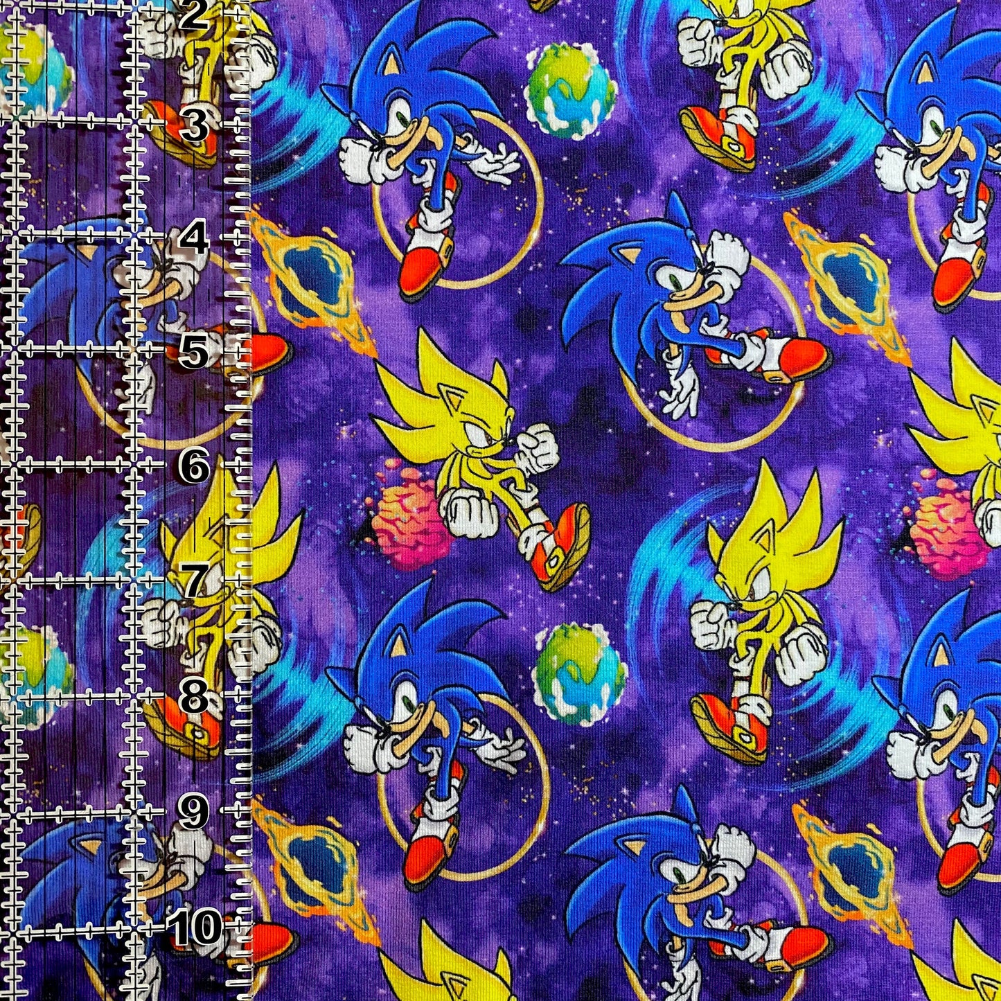 9x14 Tumbler Cut, Custom Fabric, CottonSpandex, High Quality, Mask Cut, Tumbler Fabric, Gamer, Sonic, Video Games, Speed, Purple, Hedgehog