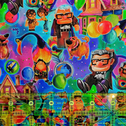 9x14 Tumbler Cut, Custom Fabric, CW Cotton Woven, High Quality, Mask Cut, Tumbler Fabric, Disney, Adventure Seeker, Up, Balloons, Rainbow